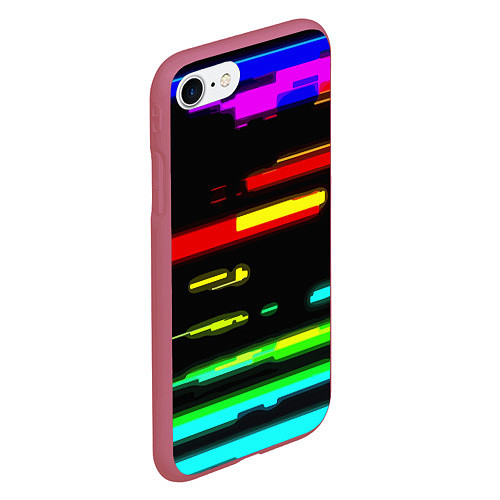 Чехол iPhone 7/8 матовый Color fashion glitch / 3D-Малиновый – фото 2