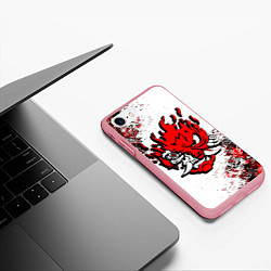 Чехол iPhone 7/8 матовый SAMURAI CYBERPUNK 2077 RED LOGO, цвет: 3D-баблгам — фото 2