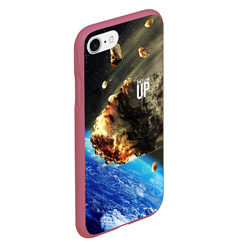 Чехол iPhone 7/8 матовый Комета, перед столкновением с Землёй! / 3D-Малиновый – фото 2