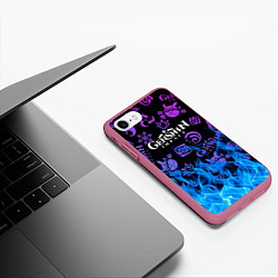 Чехол iPhone 7/8 матовый Стихия Genshin Impact Fire, цвет: 3D-малиновый — фото 2