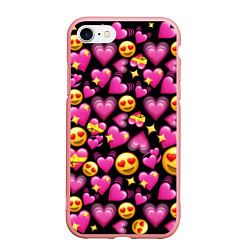 Чехол iPhone 7/8 матовый Эмодзи сердечки, цвет: 3D-баблгам