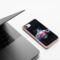 Чехол iPhone 7/8 матовый Тик BRAWL STARS соты, цвет: 3D-светло-розовый — фото 2