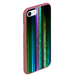 Чехол iPhone 7/8 матовый Свет неоновой радуги, цвет: 3D-малиновый — фото 2