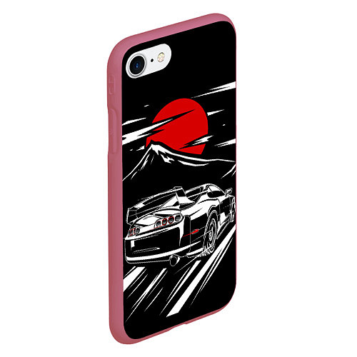 Чехол iPhone 7/8 матовый TOYOTA SUPRA Под Луной / 3D-Малиновый – фото 2