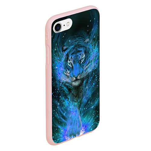 Чехол iPhone 7/8 матовый Водяной голубой Тигр / 3D-Светло-розовый – фото 2