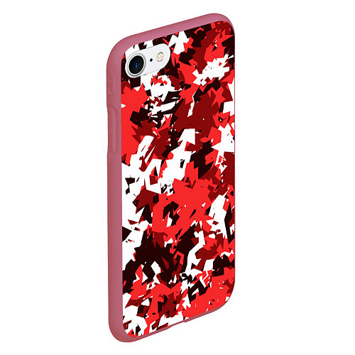 Чехол iPhone 7/8 матовый Красно-белый камуфляж / 3D-Малиновый – фото 2