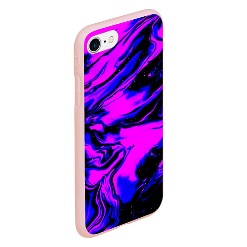 Чехол iPhone 7/8 матовый НЕОНОВЫЕ РАЗВОДЫ КРАСОК / 3D-Светло-розовый – фото 2