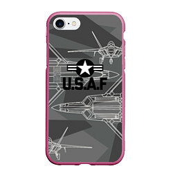 Чехол iPhone 7/8 матовый U S Air force, цвет: 3D-малиновый