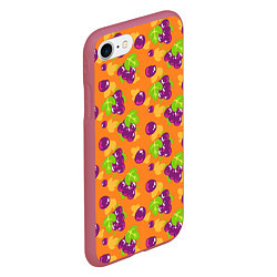 Чехол iPhone 7/8 матовый Виноград паттерн, цвет: 3D-малиновый — фото 2