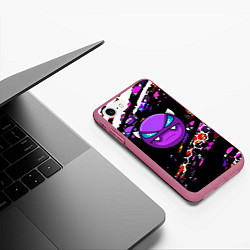 Чехол iPhone 7/8 матовый Geometry Dash аркада, цвет: 3D-малиновый — фото 2