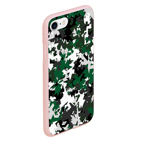Чехол iPhone 7/8 матовый Зелено-черный камуфляж / 3D-Светло-розовый – фото 2