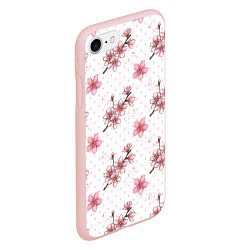 Чехол iPhone 7/8 матовый Сакура паттерн, цвет: 3D-светло-розовый — фото 2