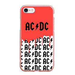 Чехол iPhone 7/8 матовый Ac dc rock, цвет: 3D-светло-розовый