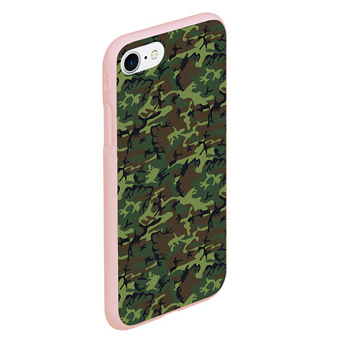 Чехол iPhone 7/8 матовый Камуфляж Нато Вудленд woodland / 3D-Светло-розовый – фото 2