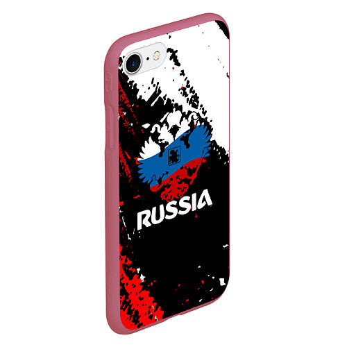 Чехол iPhone 7/8 матовый Russia Герб в цвет Флага / 3D-Малиновый – фото 2