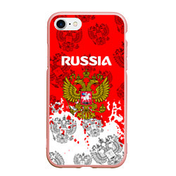 Чехол iPhone 7/8 матовый Russia Паттерн Гербов, цвет: 3D-светло-розовый