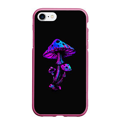 Чехол iPhone 7/8 матовый Неоновый гриб, цвет: 3D-малиновый