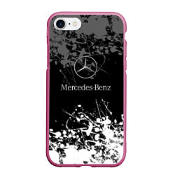 Чехол iPhone 7/8 матовый Mercedes-Benz Брызги красок, цвет: 3D-малиновый
