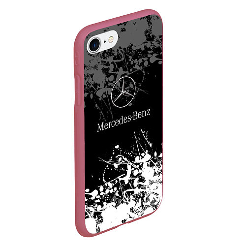 Чехол iPhone 7/8 матовый Mercedes-Benz Брызги красок / 3D-Малиновый – фото 2