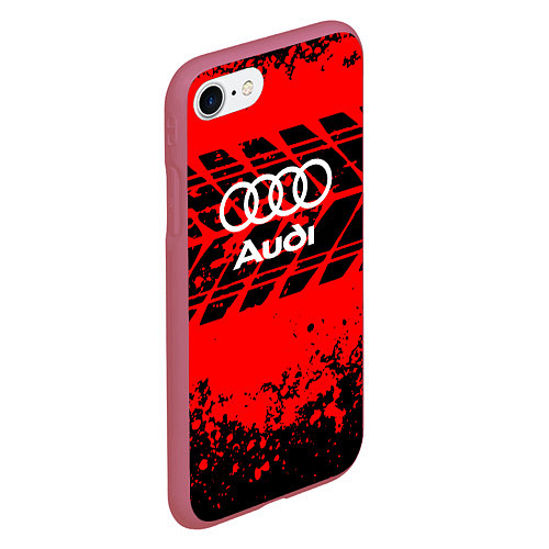 Чехол iPhone 7/8 матовый Audi шины / 3D-Малиновый – фото 2