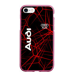 Чехол iPhone 7/8 матовый Audi: Красные линии, цвет: 3D-малиновый