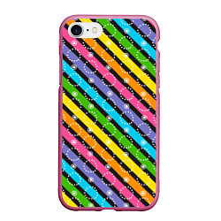 Чехол iPhone 7/8 матовый Радужные полосы микс, цвет: 3D-малиновый