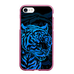 Чехол iPhone 7/8 матовый Голубой тигр Blue