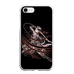 Чехол iPhone 7/8 матовый ЛЕви разрезающий все Атака титанов, цвет: 3D-белый