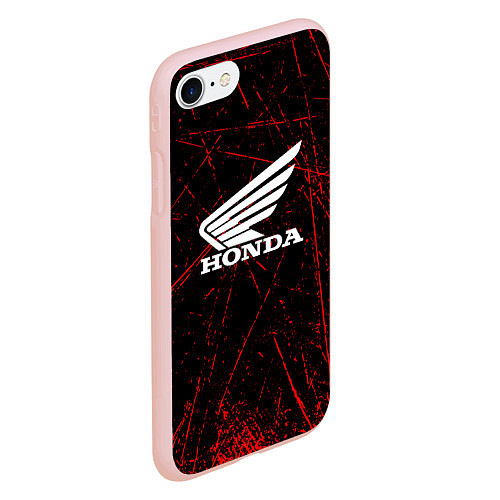 Чехол iPhone 7/8 матовый Honda Красные линии / 3D-Светло-розовый – фото 2