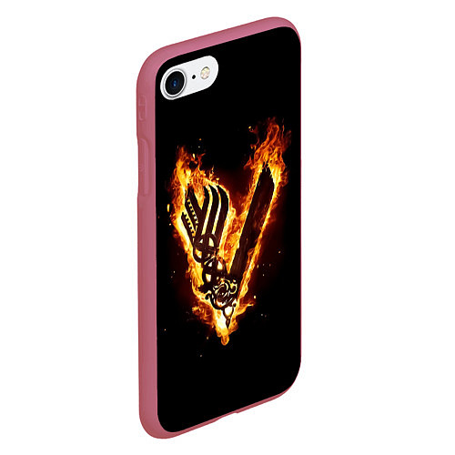 Чехол iPhone 7/8 матовый Викинги: Вальхалла, логотип / 3D-Малиновый – фото 2