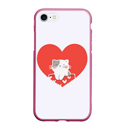 Чехол iPhone 7/8 матовый Котик желает любви, цвет: 3D-малиновый