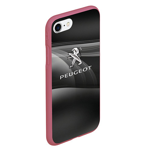 Чехол iPhone 7/8 матовый Peugeot blak / 3D-Малиновый – фото 2