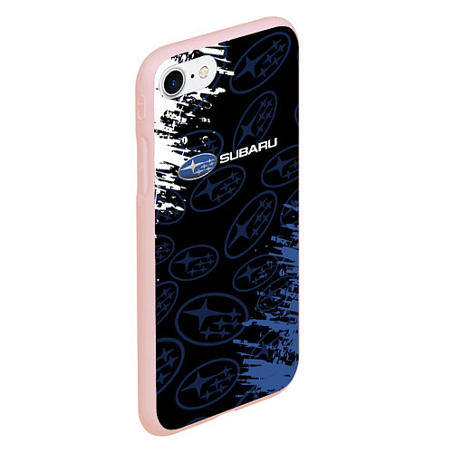 Чехол iPhone 7/8 матовый Subaru - Logo pattern / 3D-Светло-розовый – фото 2