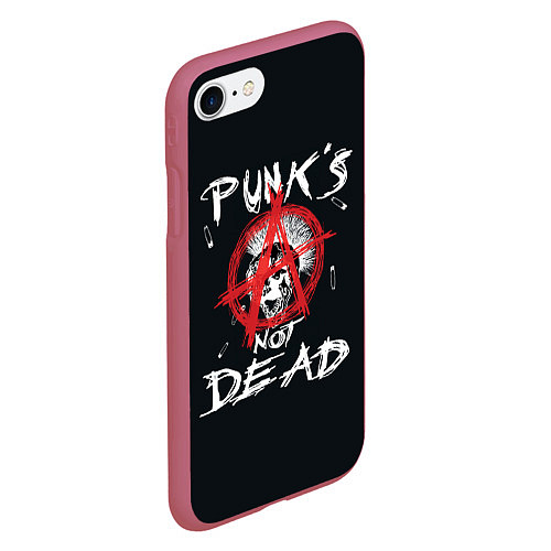 Чехол iPhone 7/8 матовый Punks Not Dead Анархия / 3D-Малиновый – фото 2