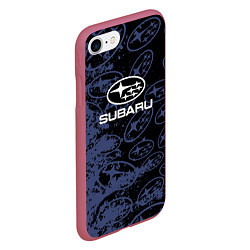 Чехол iPhone 7/8 матовый Subaru Pattern спорт, цвет: 3D-малиновый — фото 2