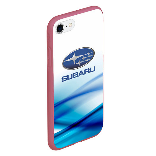 Чехол iPhone 7/8 матовый Subaru Спорт текстура / 3D-Малиновый – фото 2