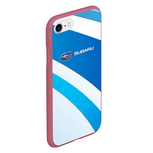 Чехол iPhone 7/8 матовый Subaru Logo спорт / 3D-Малиновый – фото 2