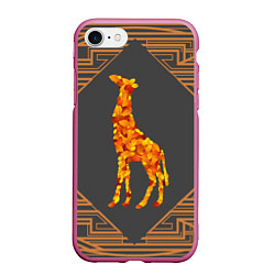 Чехол iPhone 7/8 матовый Жираф из листьев, цвет: 3D-малиновый