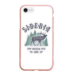 Чехол iPhone 7/8 матовый SIBERIA из России с Любовью, цвет: 3D-светло-розовый