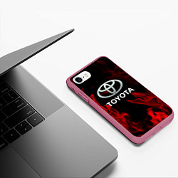 Чехол iPhone 7/8 матовый Toyota Red Fire, цвет: 3D-малиновый — фото 2