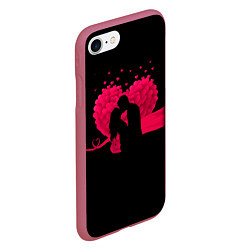 Чехол iPhone 7/8 матовый Силуэты Влюбленных Сердце из Роз и Любовь, цвет: 3D-малиновый — фото 2