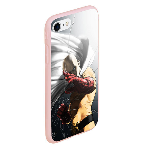 Чехол iPhone 7/8 матовый One Punch Man - Сайтама / 3D-Светло-розовый – фото 2