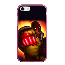 Чехол iPhone 7/8 матовый Ванпанчмен Сайтама - One Punch Man, цвет: 3D-малиновый