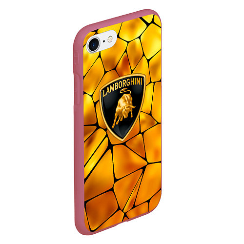 Чехол iPhone 7/8 матовый Lamborghini Gold плиты / 3D-Малиновый – фото 2