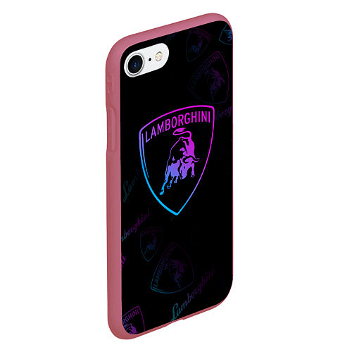 Чехол iPhone 7/8 матовый Lamborghini Sport Pattrn / 3D-Малиновый – фото 2