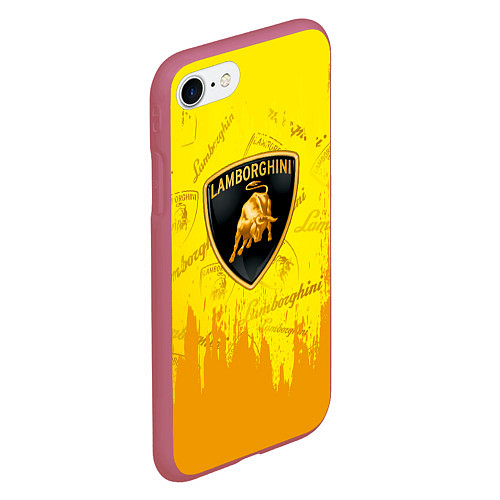 Чехол iPhone 7/8 матовый Lamborghini pattern gold / 3D-Малиновый – фото 2