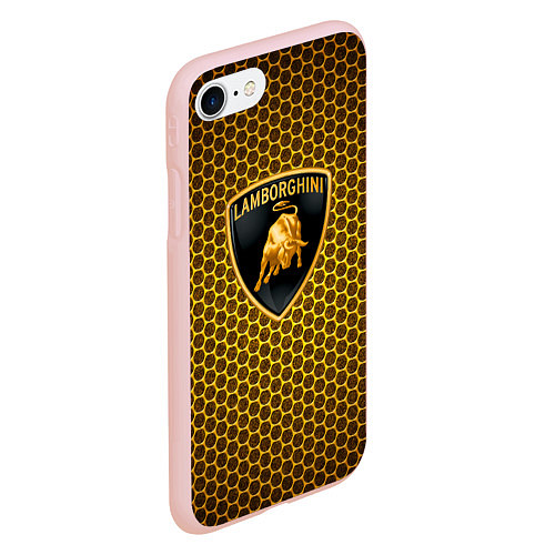 Чехол iPhone 7/8 матовый Lamborghini gold соты / 3D-Светло-розовый – фото 2