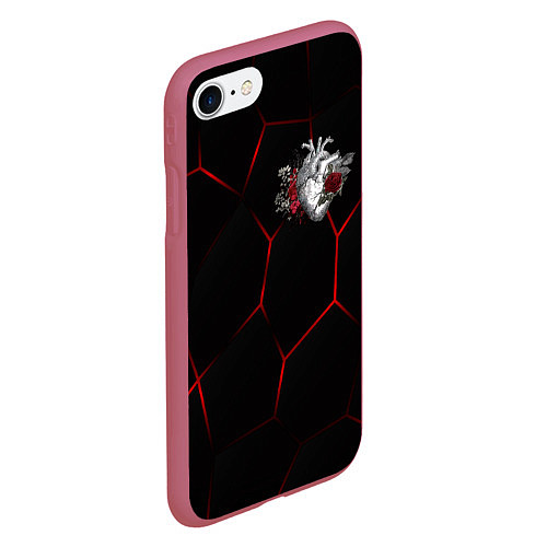 Чехол iPhone 7/8 матовый Настоящее сердце в цветах / 3D-Малиновый – фото 2