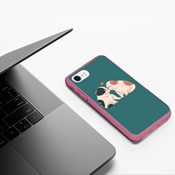 Чехол iPhone 7/8 матовый Влюблённые бульдоги, цвет: 3D-малиновый — фото 2