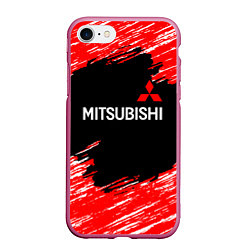 Чехол iPhone 7/8 матовый Mitsubishi размытые штрихи, цвет: 3D-малиновый